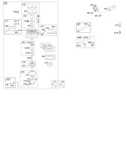 Carburetor, Fuel Supply Diagram and Parts List for 44Q977-0277-B1 400000 - 699999 Briggs and Stratton Engine